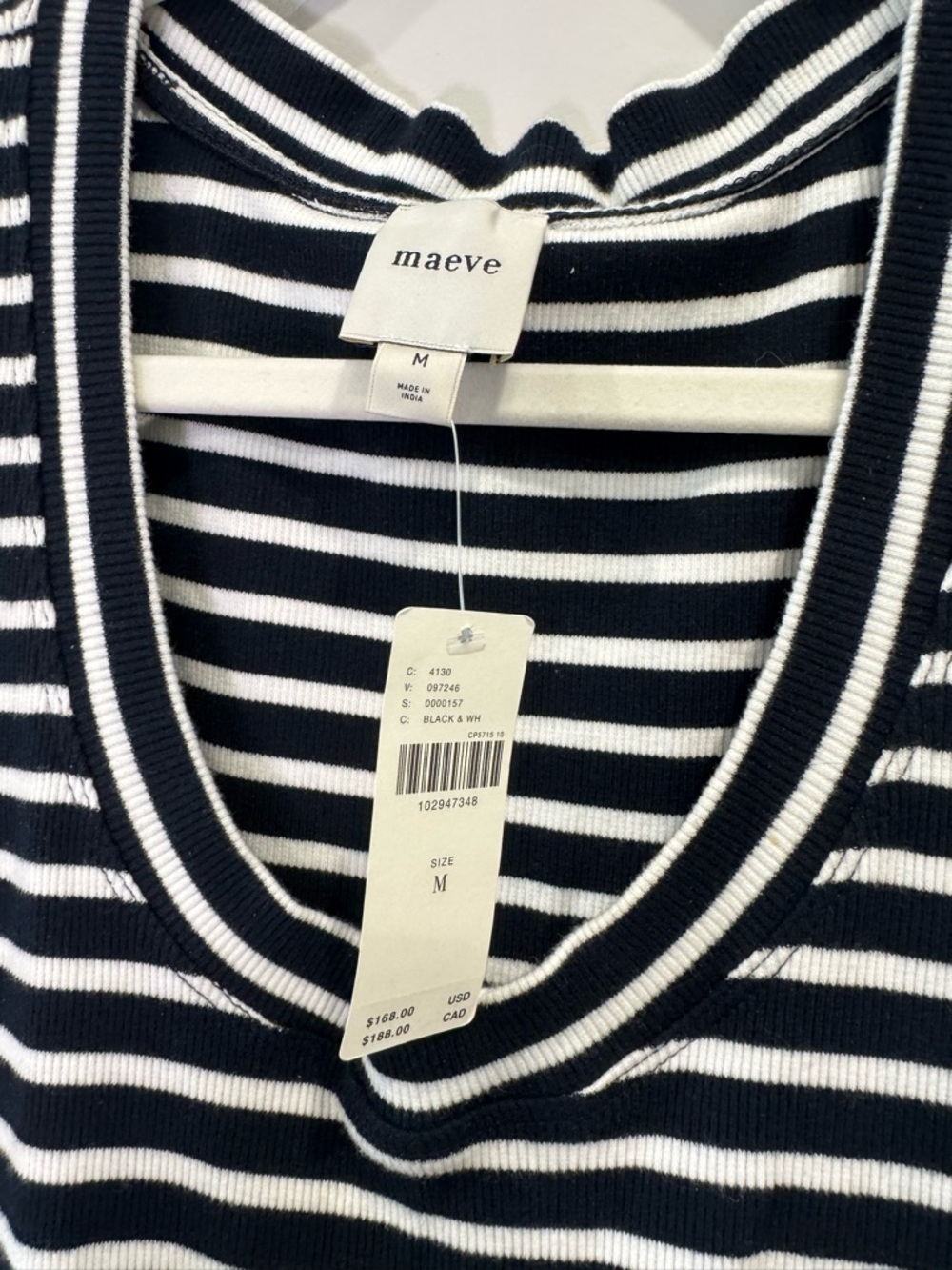 Maeve Puff-Sleeve Striped Poplin Midi Dress Navy and White - Picture 3 of 4